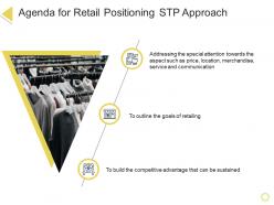 Agenda for retail positioning stp approach ppt powerpoint presentation outline example topics