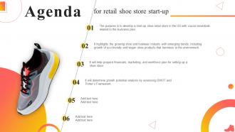 Agenda For Retail Shoe Store Start Up Ppt Ideas Professional BP SS