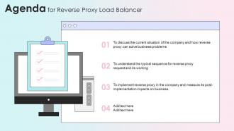 Agenda For Reverse Proxy Load Balancer Ppt Formats