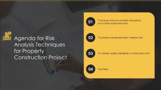 Agenda for risk analysis techniques for property construction project
