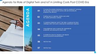 Agenda for role of digital twin and iot in limiting costs post covid era