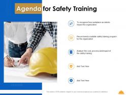 Agenda for safety training ppt powerpoint presentation file introduction