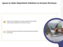 Agenda for sales department initiatives to increase revenues