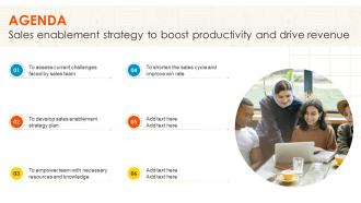 Agenda For Sales Enablement Strategy To Boost Productivity And Drive Revenue SA SS