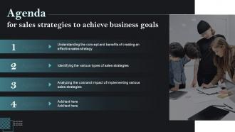 Agenda For Sales Strategies To Achieve Business Goals MKT SS