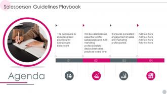Agenda For Salesperson Guidelines Playbook