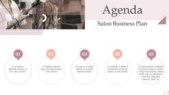 Agenda For Salon Business Plan Ppt Infographic Template Backgrounds BP SS