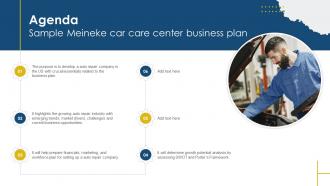 Agenda For Sample Meineke Car Care Center Business Plan BP SS