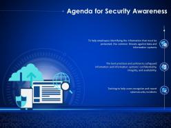 Agenda For Security Awareness Enterprise Cyber Security Ppt Portrait