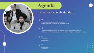 Agenda For Semantic Web Standard Ppt Slides Background Images