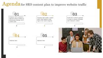 Agenda For Seo Content Plan To Improve Website Traffic Strategy SS V