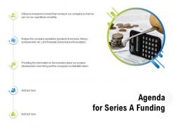 Agenda for series a funding m3314 ppt powerpoint presentation model portfolio
