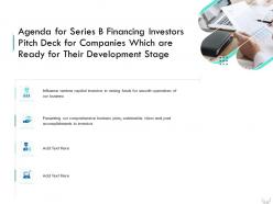 Agenda For Series B Financing Investors Pitch Deck For Companies