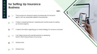 Agenda For Setting Up Insurance Business Ppt Slides Icons