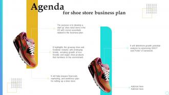 Agenda For Shoe Store Business Plan Ppt Ideas Background Designs BP SS