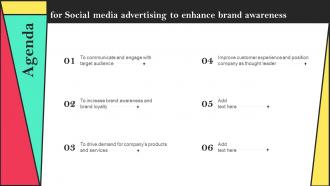 Agenda For Social Media Advertising To Enhance Brand Awareness