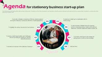 Agenda For Stationery Business Start Up Plan Ppt Portrait BP SS
