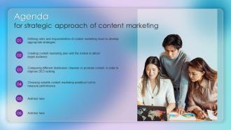 Agenda For Strategic Approach Of Content Marketing Ppt Slides Example