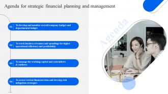 Agenda For Strategic Financial Planning And Management Strategic Financial Planning