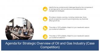 Agenda for strategic overview of oil and gas industry case competition ppt clipart