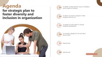 Agenda For Strategic Plan To Foster Diversity And Inclusion In Organization Ppt Show Grid