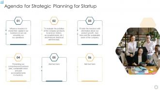 Agenda for strategic planning for startup