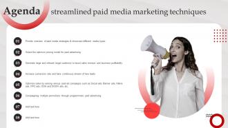Agenda For Streamlined Paid Media Marketing Techniques Ppt Icon Designs Download MKT SS V