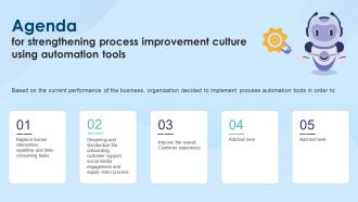 Agenda For Strengthening Process Improvement Culture Using Automation Tools