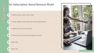 Agenda For Subscription Based Revenue Model Ppt Summary Example Topics
