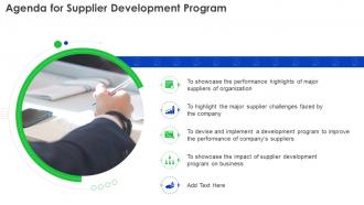Agenda For Supplier Development Program Ppt Powerpoint Presentation Diagram Ppt