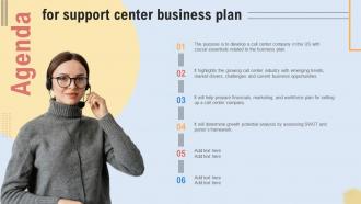 Agenda For Support Center Business Plan BP SS