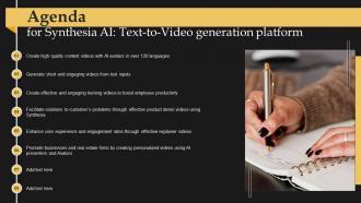 Agenda For Synthesia AI Text To Video Generation Platform AI SS V