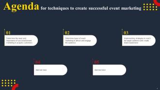 Agenda For Techniques To Create Successful Event MKT SS V