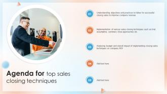 Agenda For Top Sales Closing Techniques SA SS