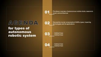 Agenda For Types Of Autonomous Robotic System
