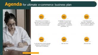 Agenda For Ultimate E Commerce Business Plan Ppt Ideas Background Images BP SS
