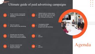 Agenda For Ultimate Guide Of Paid Advertising Campaigns Ppt Gallery Backgrounds MKT SS V