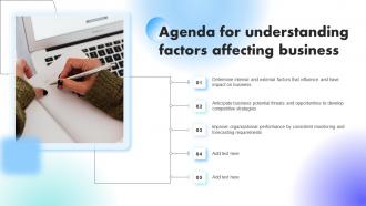 Agenda For Understanding Factors Affecting Business Ppt Slides