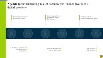 Agenda For Understanding Role Of Decentralized Finance Defi In A Digital Economy BCT SS
