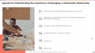 Agenda For Understanding The Importance Of Managing A Stakeholder Relationship