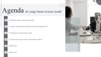 Agenda For Usage Based Revenue Model Ppt Ideas Background Image