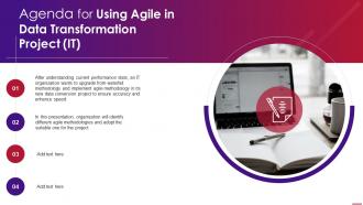 Agenda For Using Agile In Data Transformation Project It