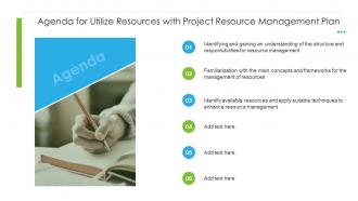 Agenda For Utilize Resources With Project Resource Management Plan