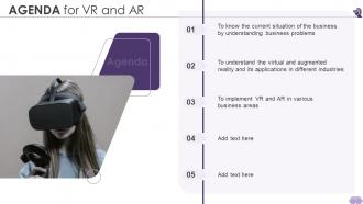 Agenda For VR And AR Ppt Show Structure