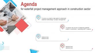 Agenda For Waterfall Project Management Approach In Construction Sector Ppt Slides