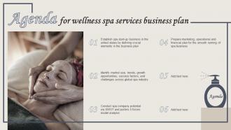 Agenda For Wellness Spa Services Business Plan BP SS