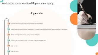 Agenda For Workforce Communication HR Plan At Company Ppt Gallery Example Introduction