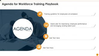 Agenda For Workforce Training Playbook Ppt File Background Images
