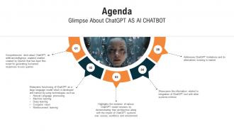 Agenda Glimpse About ChatGPT As AI Chatbot Ppt Icon Slide Portrait ChatGPT SS V