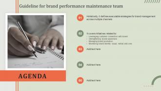 Agenda Guideline For Brand Performance Maintenance Team